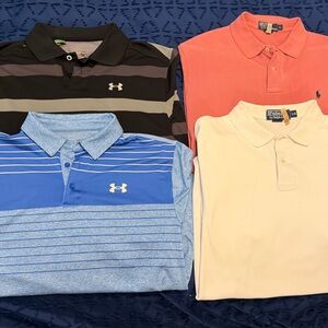 Polo by Ralph Lauren men’s size Large and Under Armour Polos 4 shirts white!
